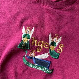 Burgundy "Angels Love From Above" Embroidered Sweatshirt – Size M/L